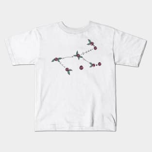 Monoceros (Unicorn) Constellation Roses and Hearts Doodle Kids T-Shirt